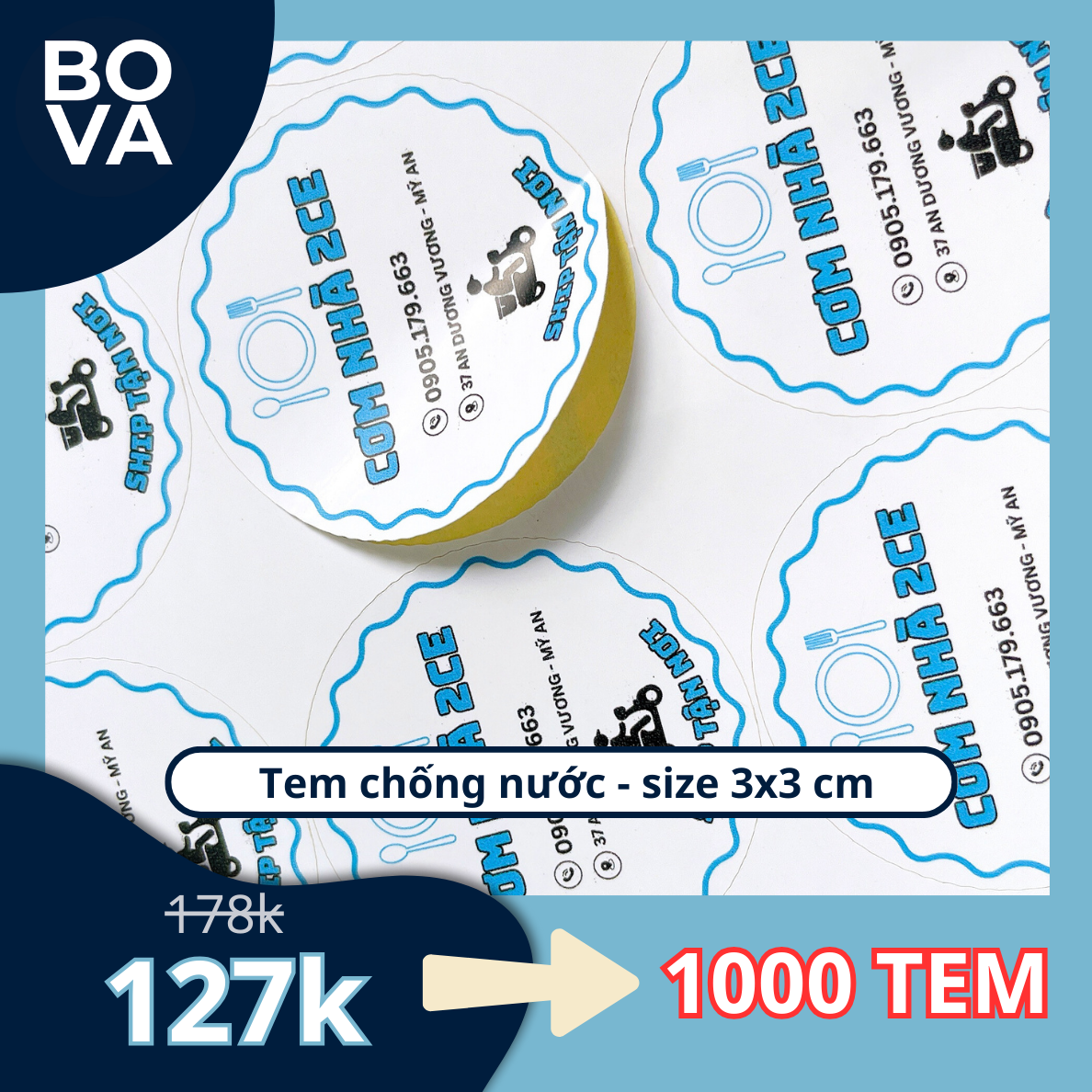 Tem tròn chống nước 3x3 cm